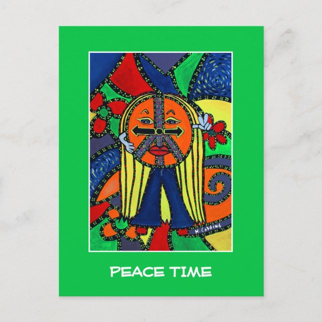 Peace Time On Bright Green - Time Pieces Postcard (Front)