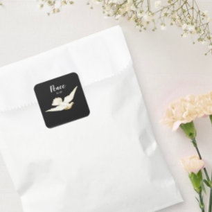 Peace to All White Dove Christmas Greetings Bird Square Sticker