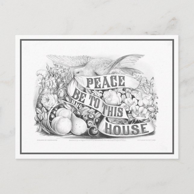 Peace to This House Currier & Ives Lithograph Postcard (Front)