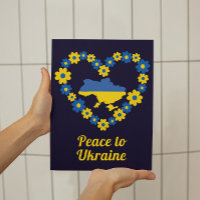 Peace to Ukraine Floral Wreath Flag Map Small