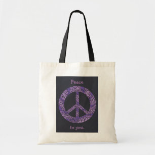 Peace to you, Mosaic Purple Ombre Tote Bags
