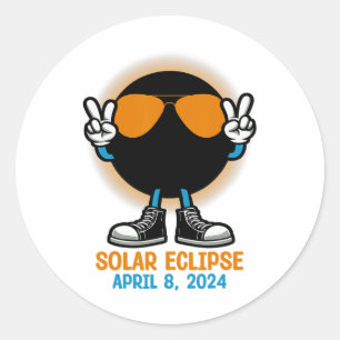 Peace Totality Solar Eclipse April 8 2024 Women Me Classic Round Sticker