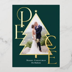 Peace Tree REAL FOIL Holiday Photo Card Postcard