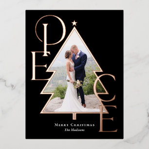 Peace Tree REAL FOIL Holiday Photo Card Postcard
