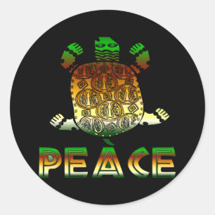 Peace Turtle Classic Round Sticker