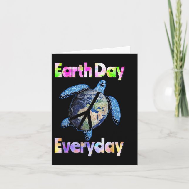 Peace Turtle Earth Day Everyday Turtle Watercolor  Card (Front)