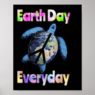 Peace Turtle Earth Day Everyday Turtle Watercolor  Poster