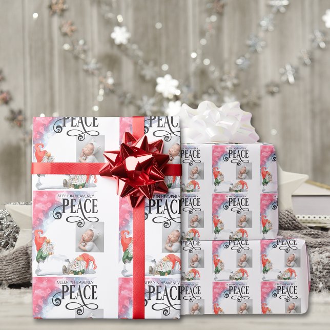 Peace Typography Christmas Gnomes Holiday Wrapping Paper (Creator Uploaded)