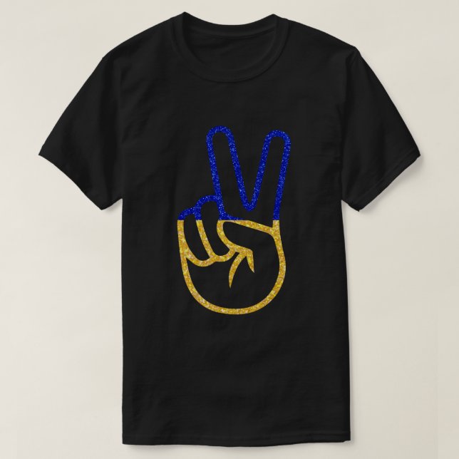 Peace Ukrainian Flag Glitter T-Shirt (Design Front)