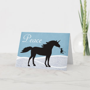Peace Unicorn and Fairy Winter Holiday Christmas Card