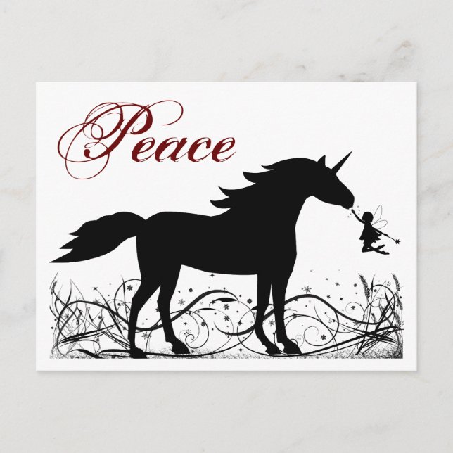 Peace Unicorn and Fairy Winter Holiday Greeting (Front)