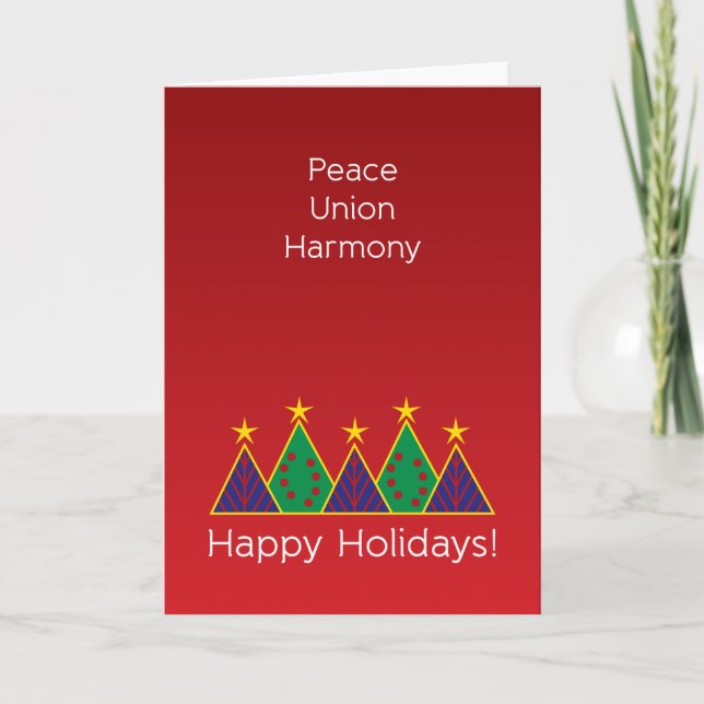 Peace, Union, Harmony Holiday Card (Front)