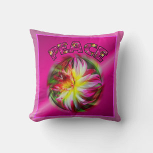 Peace Vibrant Dahlia Flower Inspirational  Cushion