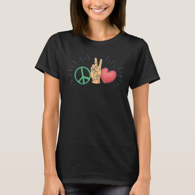 Peace Victory Love Sign or Symbol Peace Hippie T-Shirt (Front)