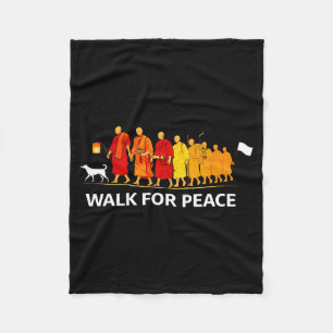 Peace walking monks and aloka dog walk for peace P Fleece Blanket