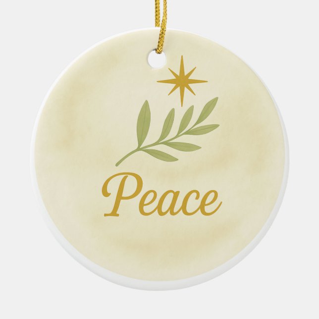 “Peace” Watercolor Christmas Ornament (Front)