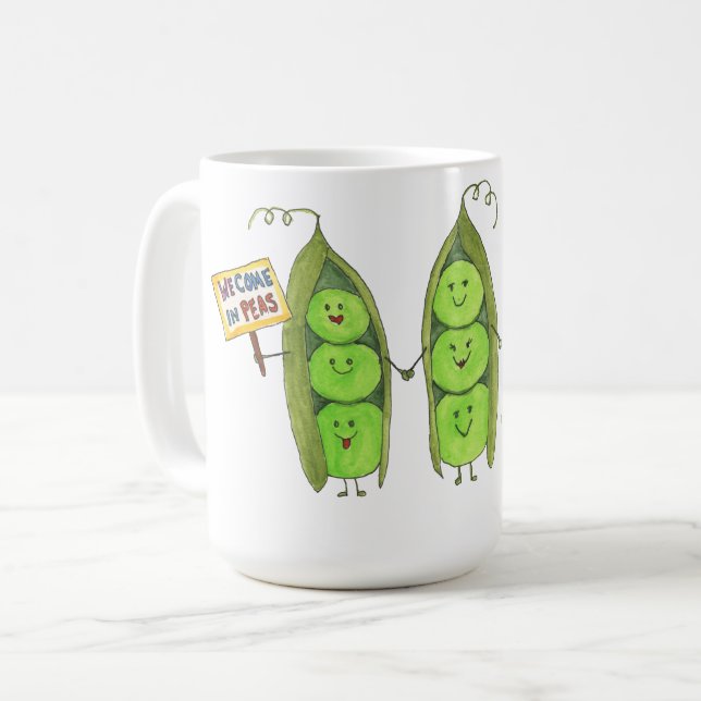 Peace - We Come in Peas Coffee Mug (Front Left)