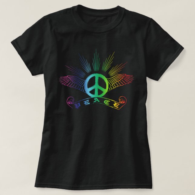 Peace Wings Rainbow T-Shirt (Design Front)