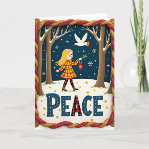 Peace Winter Girl Dove Card