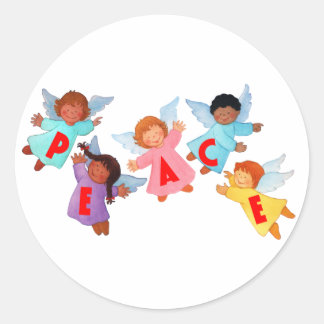 Peace with Angels Classic Round Sticker