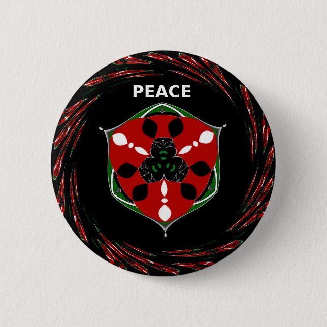 "Peace: with Shield Emblem" Art Print 6 Cm Round Badge (Front)