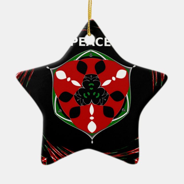 "Peace: with Shield Emblem" Art Print Ceramic Tree Decoration (Front)