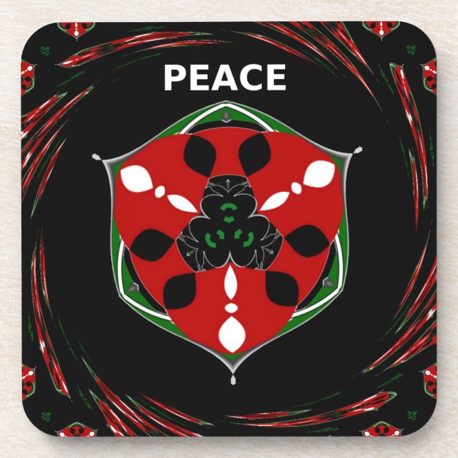 "Peace: with Shield Emblem" Art Print Coaster (Front)