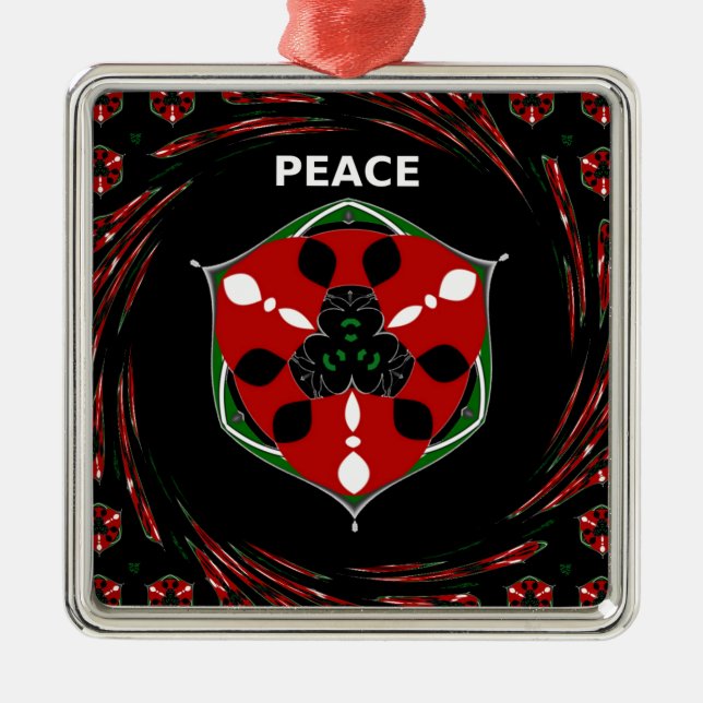 "Peace: with Shield Emblem" Art Print Metal Ornament (Front)