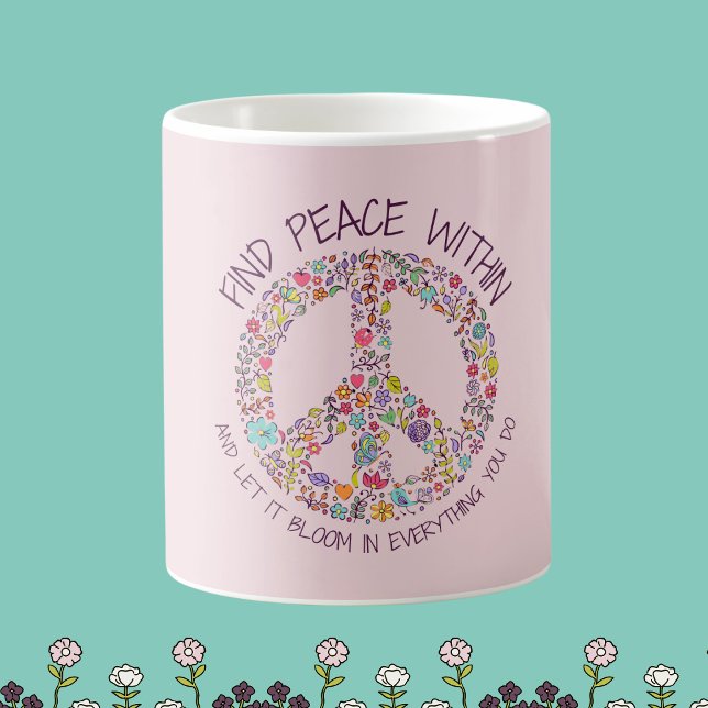 Peace Within Floral Mug – Customisable Drinkware (Peace Within Floral Mug – Customizable Drinkware)
