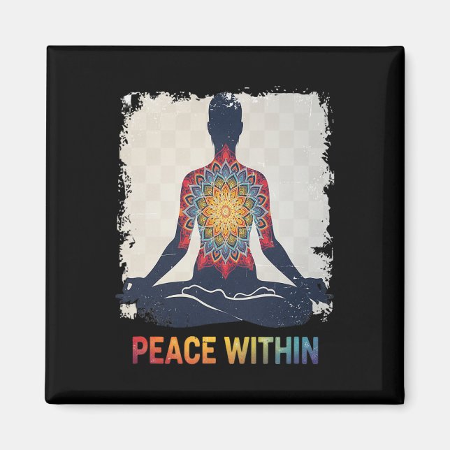 Peace Within Mandala Yoga Meditation Design  Magnet (Front)