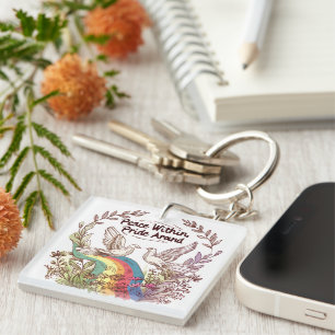 Peace Within, Pride Around – LGBTQ Camping Nature  Key Ring