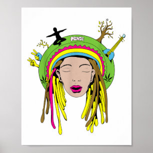 Peace Woman Reggae Nature Environmental Protection Poster