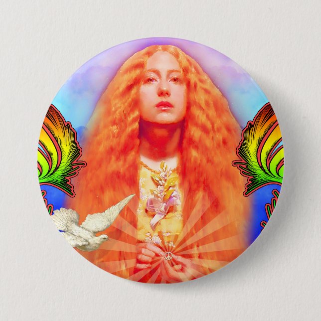 Peace Woman with Dove Button (Front)
