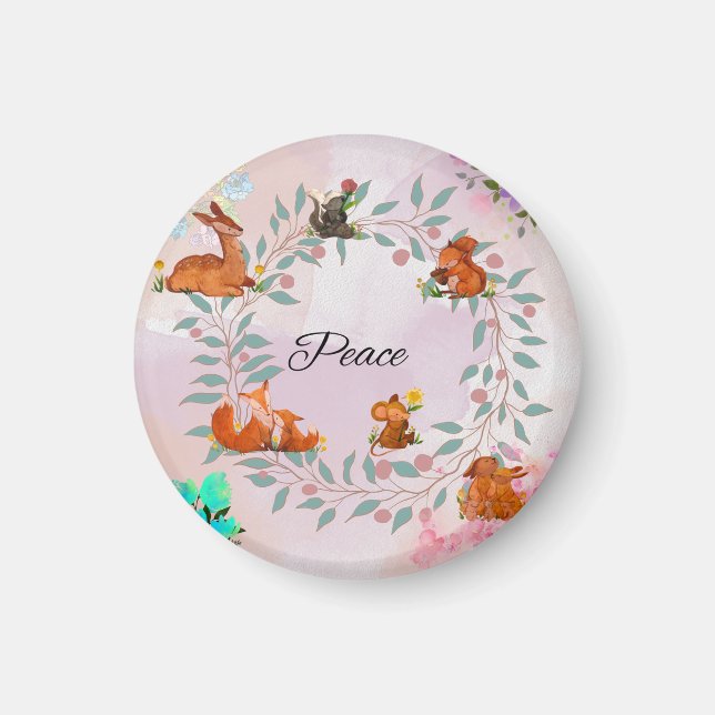 Peace Woodland Animal  Magnet (Front)