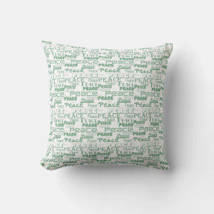 Peace Word Art Green Cushion
