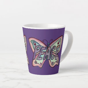 Peace Word Art Purple Butterfly Wing Coffee Cup