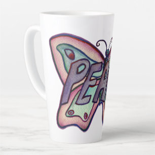 Peace Word Art Purple Butterfly Wing Cup Latte Mug