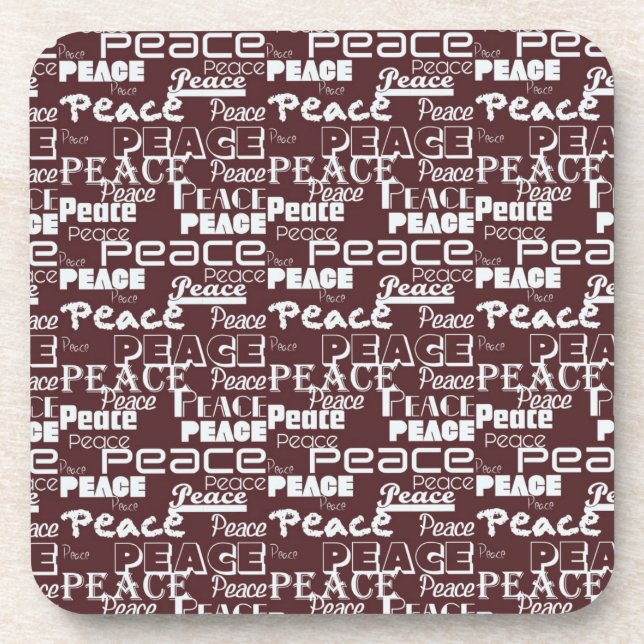 Peace Word Art Red Coaster (Front)