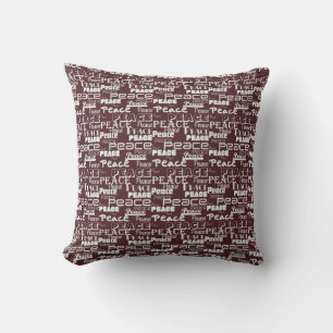 Peace Word Art Red Cushion
