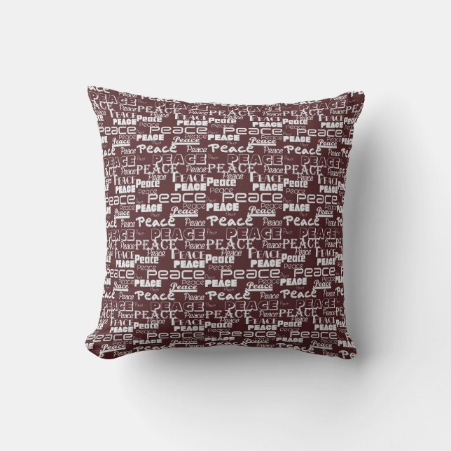 Peace Word Art Red Cushion (Front)