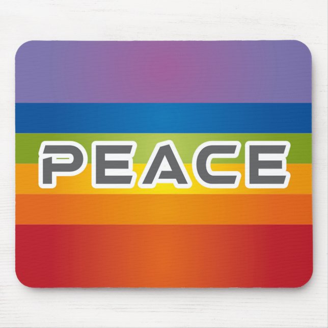 Peace Word Letters - Flag on Rainbow Background Mouse Pad (Front)