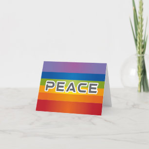 Peace Word Letters - Flag on Rainbow Background Thank You Card