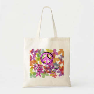 Peace Word Symbol and Butterflies Tote Bag