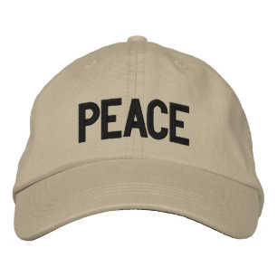Peace Word Text Typography in Colours 2 Styles Embroidered Hat