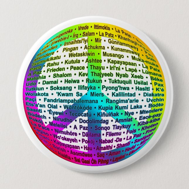 Peace World Language 10 Cm Round Badge (Front)