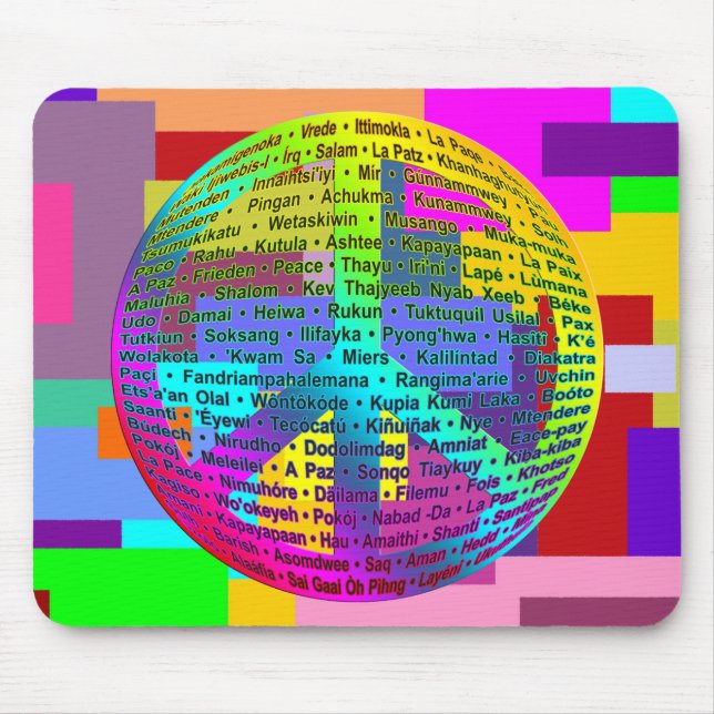 Peace World Language | coloured geo Mouse Pad (Front)