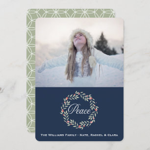 Peace Wreath   Custom Photo Holiday Greeting