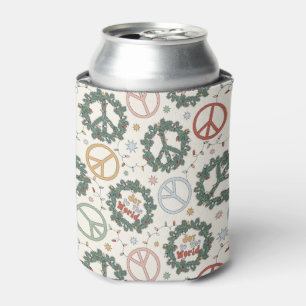 Peace Wreaths and Joy to the World Pattern Can Cooler