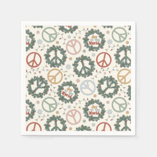 Peace Wreaths and Joy to the World Pattern Napkin