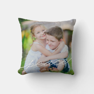 PEACE Writing Custom Photo Throw Pillow